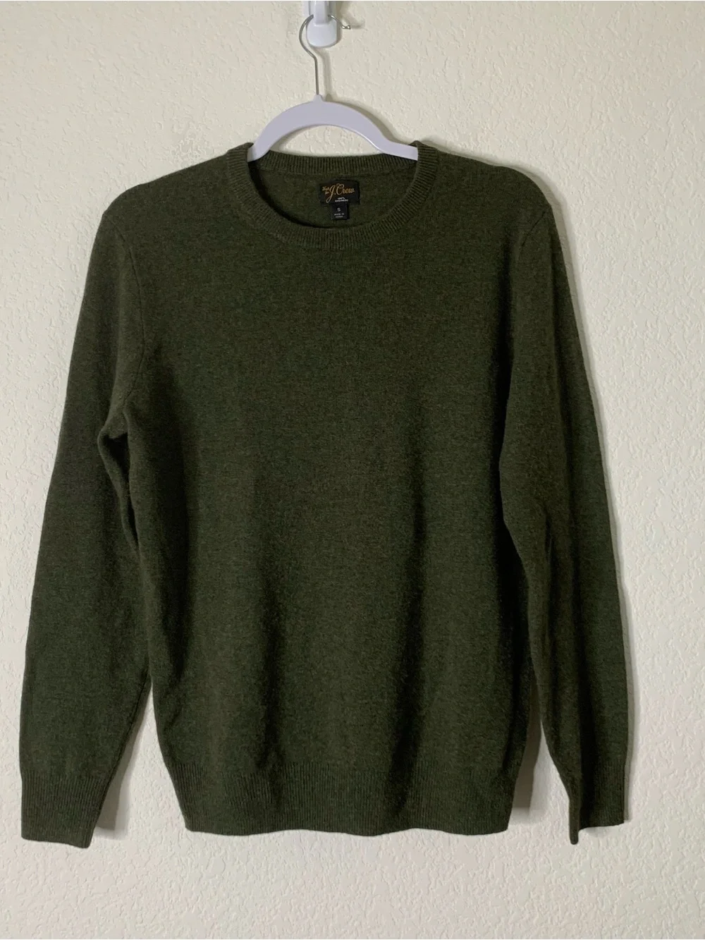 J.Crew Mens green 100% cashmere Crewneck sweater S BE895